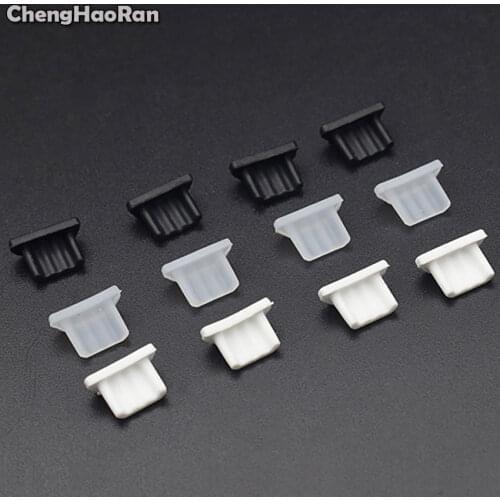 ChengHaoRan 10Pcs Anti Dust Black Soft Dock Cover Micro USB Port Ear Jack Anti-dust For Mobile Phone Dustproof USB Dust Plug