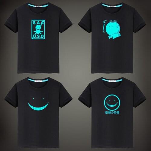 Assassination Classroom Fluorescent Luminous Short Sleeve T-Shirt 2021 NEW Japanese Anime Men Women Cotton T-Shirt Tops Tee