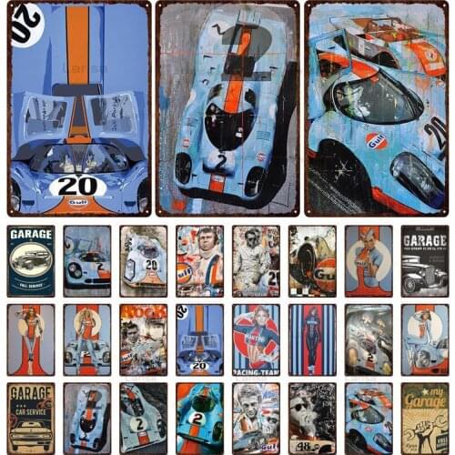 Garage Metal Painting Vintage Plaque Tin Sign Plate Wall Sticker Garage Man Cave Decoration Art Painting Racing Car Poster