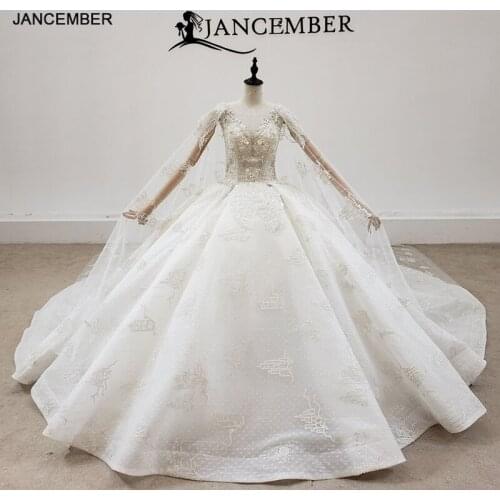 HTL2066 Shawl Yarn Luxurious Crystal Beading Sequined Wedding Dress 2021 For Woman Ball Gowns Sleeveless Lace Up Back