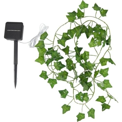 Artificial Green Leaf Solar Lamp String LED Solar Maple Leaf Cane Lamp Green Leaf Cane Lamp Decorative Lights String
