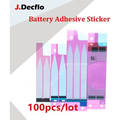 JDecflo 100Pcs/Lot Battery Adhesive Sticker For iPhone 5S 6 6S 7 8 Plus X XR XS Max 3M Double Tape Pull Trip Glue Replacement