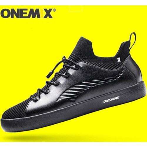 Onemix Skateboarding Shoes Black Outdoor Sneakers For Men Soft Micro Fiber Leather Upper Comfortable Women Walking Sport Shoes