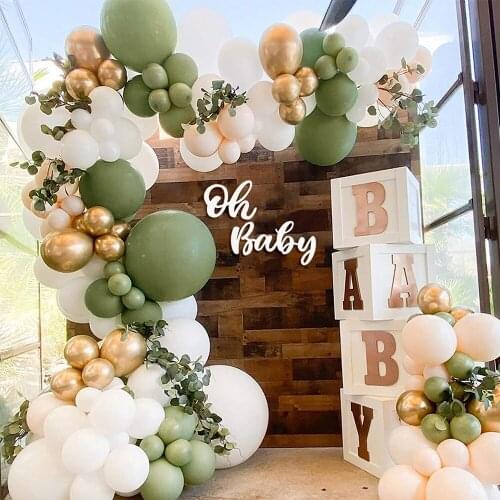 137Pcs Balloon Set DIY Retro Green Latex Balloon Garland Arch Kit Wedding Baby Shower Birthday Ornament Decoration Party Supplie