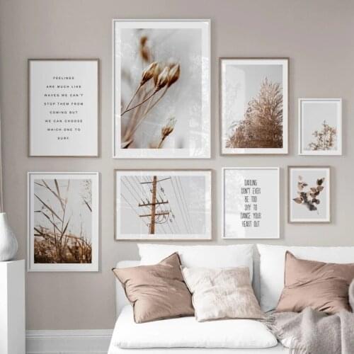 Wall Picture Flower Plant Leaf Forest Farm Wheat Dune Landscape Art Canvas Painting Nordic Posters And Prints for Living Room