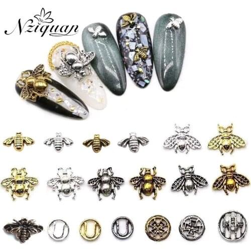 NZIQUAN 20 Pieces/Pack Nail Accessories Retro Metal Butterfly 3D Nail Art Ornaments Cute DIY Japanese Manicure Design Accessorie