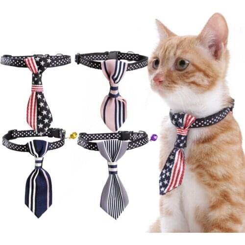 Cat collar necktie kitten products for pets dog accessories chihuahua necklace with bell breakaway collar for small dogs supply