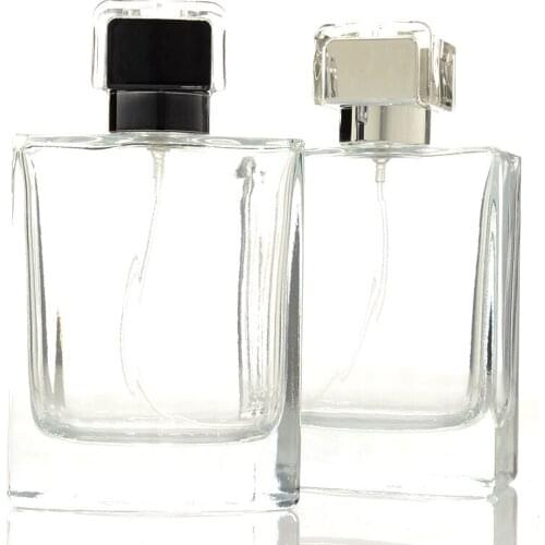 Empty 100ML Refillable Perfume Bottle Square Clear Glass Cosmetic Container Perfume Atomizer Spray Pump Bottle 5 pcs/lot