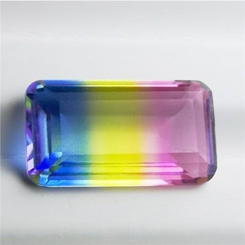 Rainbow composite stone rectangle shape bicolored tourmaline stones for bracelets DIY making faceted jewelry