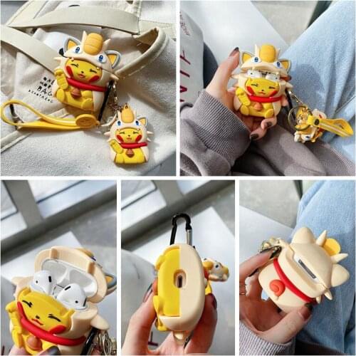 Pokemon Pikachu Meowth Silicone Anime Earphone Case for AirPods 1 2 3 Pro Huawei Freebuds 3 Xiaomi Air 2 2s EDIFIER lollipods