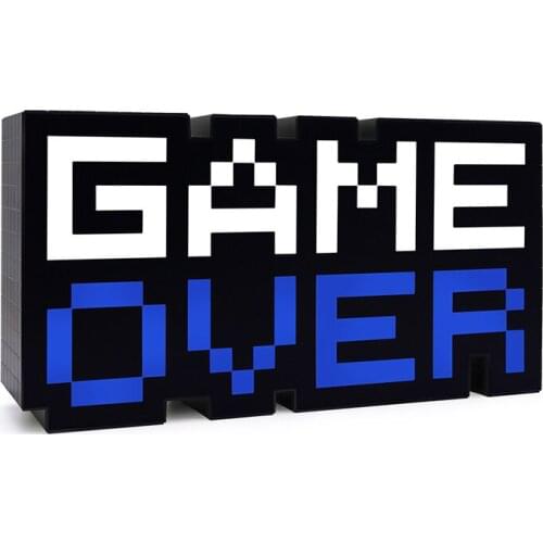 USB Charging Game Over LED Lamp Night Light 3D Icon Lamp for Kids, 7 Colors Changing, Kids Bedroom Game Room Decoration