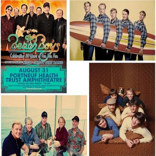 Vintage Posters The Beach Boys rock bank music poster music Guitar Matte Kraft Paper Poster Wall Sticker Home Decora