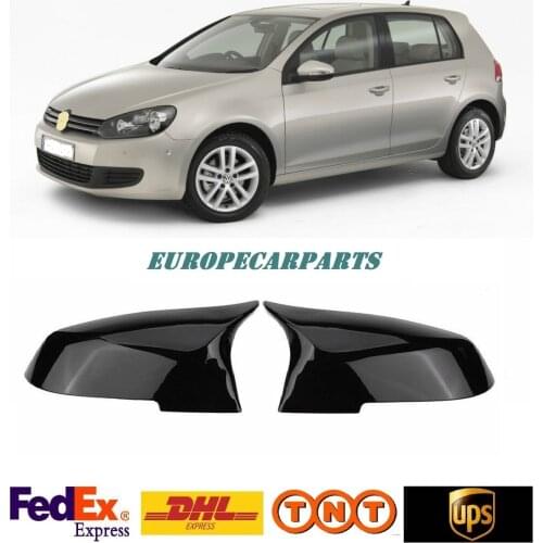 For VW Golf 6 VI 2009-2012 Bat Mirror Cover Piano Black 2 pieces