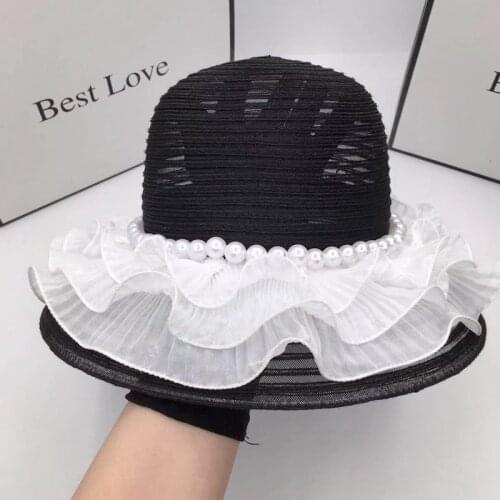 Summer organza pearl lace womens bucket hat basin hat sweet fashion is prevented bask