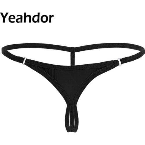 Womens G-string Thong Lingerie Sexy Crotchless Bikini Low Waist Elastic waistband Solid Color Underwear Underpants for Women