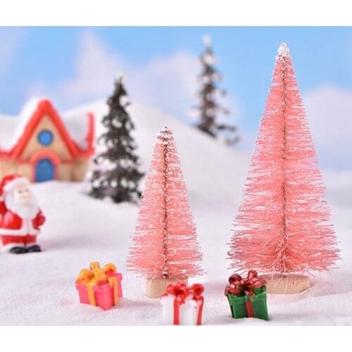 1pcs Small DIY Christmas Tree Fake Pine Tree Mini Bottle Brush Christmas Tree Santa Snow Frost Village House