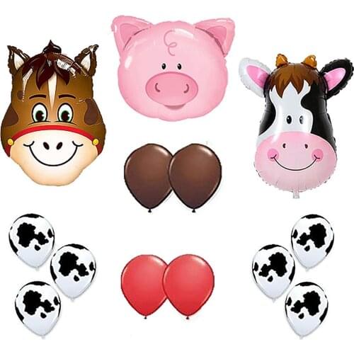 13pcs/lot Birthday Decoration 44*64cm Pig Cow Neddy Farm Balloons for Farm Animal Theme Party Kid Birthday Party Supplies