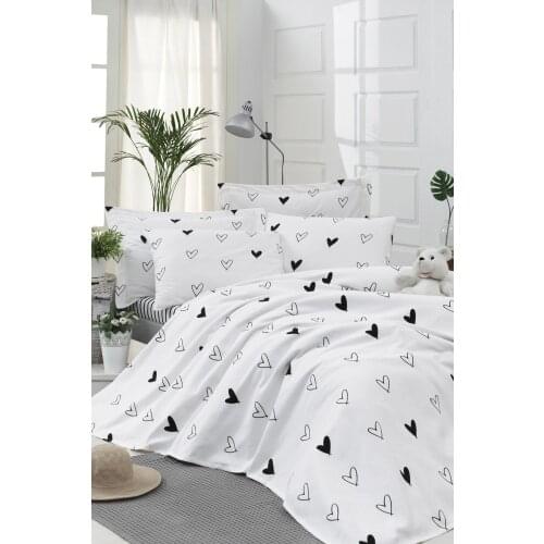 2021 PIQUE Set Turkish Cotton With Pillowcase Bedspread Sets Bed Linen Sheet Modern For Summer Full Size Duvet Cover B&W Love