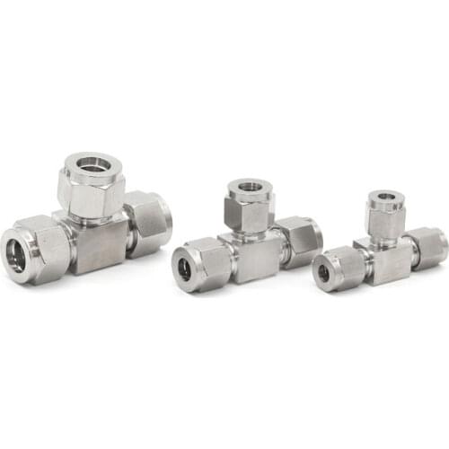 3 4 5 6 8 10 12 14 16 18 20 25mm 1/8" 1/4" 3/8" 1/2" 3/4" 1" Tee 3 Ways Compression Union Connector Splitter 304 Stainless Steel