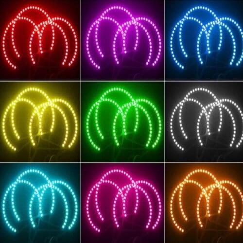 4 Pieces RGBW Color LED Angel Eye Halo Ring Lights for BMW E46 3 Series