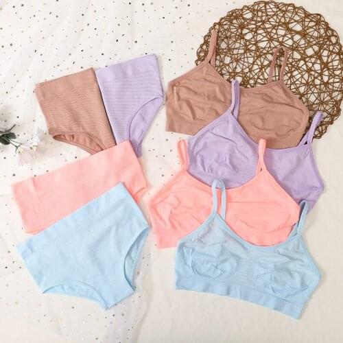 Seamless Ribbed Bras High Waist Panties Unlined Women Bra Briefs Set Sexy Lingerie Backless Bralette Fitness Tops Underwear Set