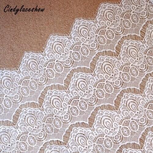 Cindylaceshow 1.50 Meters 63cm Wide Eyelash White Soft Floral Classic Lace Trims Decor Craft Sewing Lace Fabric For Dress Making