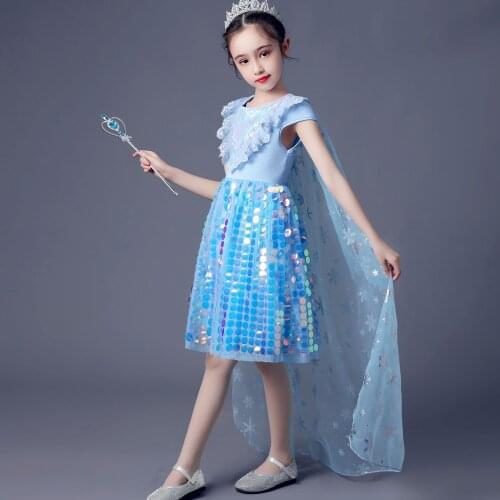 Fancy Dress Up Clothes for Kids Girls Sleeveless Dress Elegant Princess Halloween Party Cosplay Dress with Long Cloak