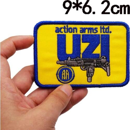 ACTION ARMS ITD UZI Embroidery punk biker Patches with hook backing
