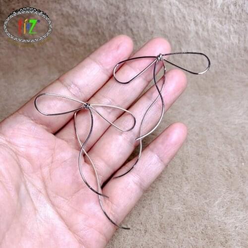 F.J4Z Hot Chic Earrings for Women Elegant Wire Handmade Bowknot Piercing Earring Ladies Vintage Drop Earring Jewelry Dropship