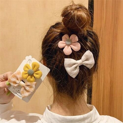 FNIO Cotton Linen Printed Bowknot Hair Clips For Cute Girls Barrettes Safty Hairpins Headwear Kids Women Hair Accessories
