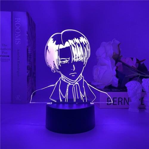 Captain Levi Ackerman Figure Led Night Light for Kids Child Bedroom Decor Nightlight Colorful Table Lamp Attack on Titan Gift