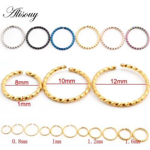 Alisouy 1pc Thin Fake Nose Ring Septum Helix Nostril Piercing Labret Lip Fake Piercing Titanium Cartilage Fake Earrings Hoop
