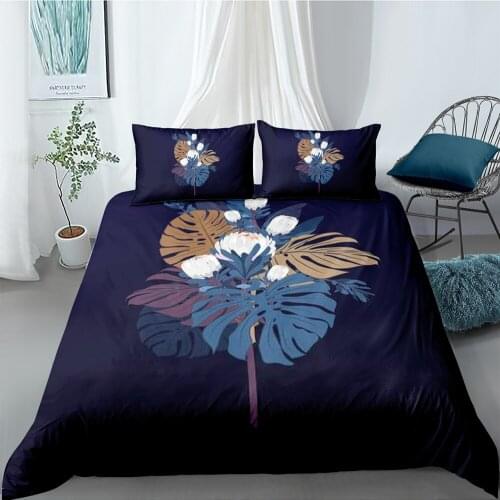 Floral Bedding Set Monstera Elegant Fresh Beautiful Duvet Cover King Queen Twin Full Single Double Unique Design Bed Set