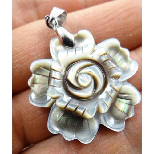 Natural Paua Abalone Shell flower Bead Pendant Alloy Jewelry making necklace for Women Vintage Jewelry Friendship Gifts F22