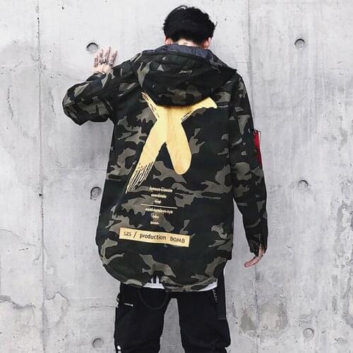 Fashion Camouflage Bomber Hooded Jackets 2021 Men Spring Autumn Camouflage Harajuku Pilot Flight Jacket Coat Male Casual