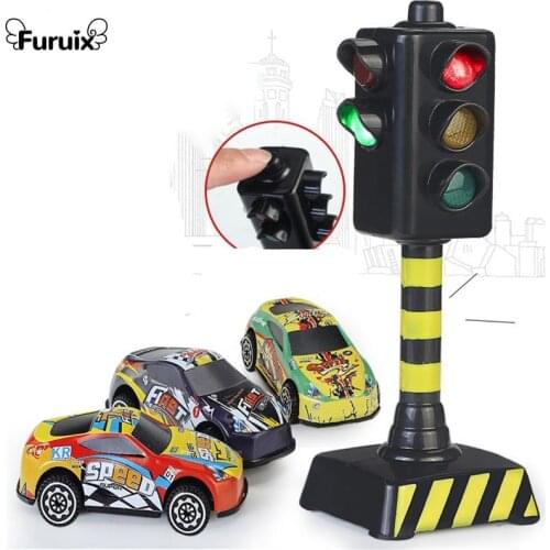 Mini Traffic Signs Road Light Traffic Signal Light Model Simulation Road Scene Light Block with Sound Safety Scene Cognitive Toy