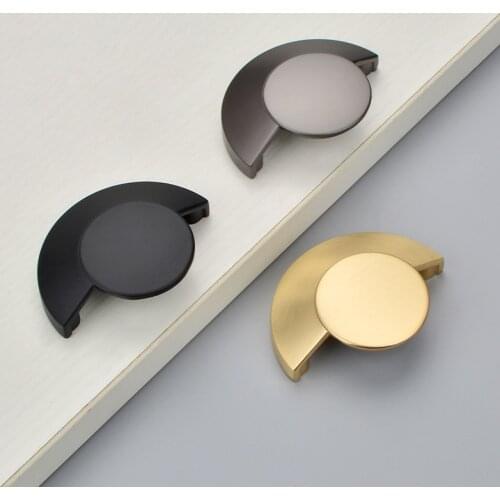 Semicircle Cupboard Handles Drawer Knob And Pulls Modern Black Locker Handle Golden European Light Luxury Wind Gray Hardware