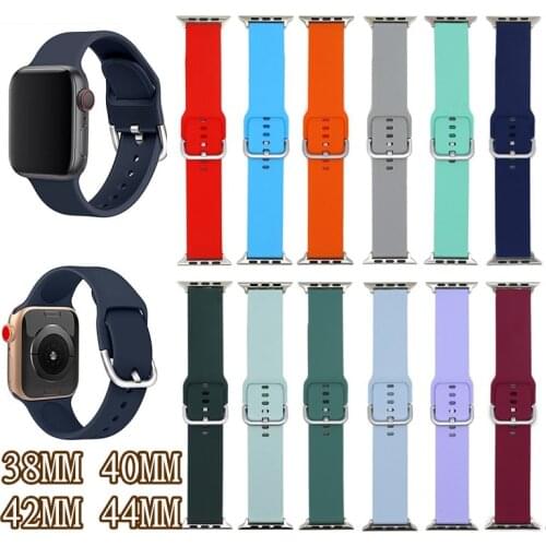 Silicone Strap For Apple Watch band 40mm 44mm 38mm 42mm Rubber belt smartwatch wristband Sport bracelet iWatch serie 1 2 3 4 5 6