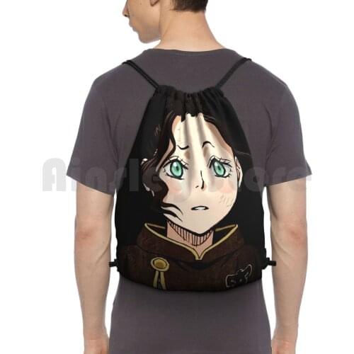 Papittoson Charmy Backpack Drawstring Bag Riding Climbing Gym Bag Black Clover Japanese Anime Manga Grimoire Asta Yuno