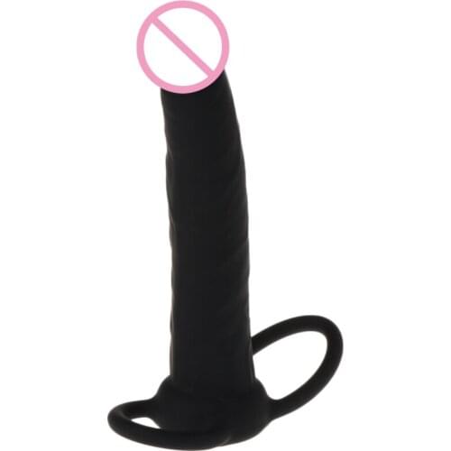 Silicone Double Penetration Cock Ring Penis Enhancer Dildo Sex Toy