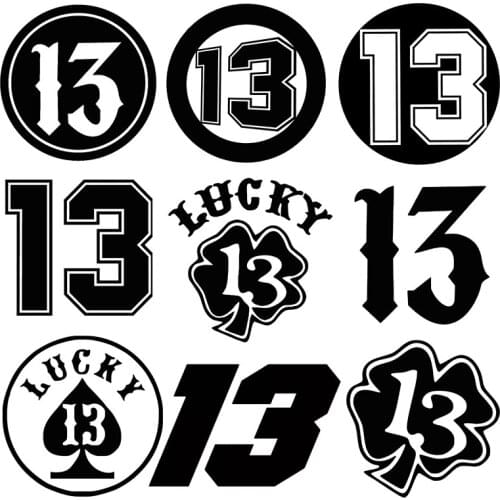 WaveHands Funny Number 13 Vinyl Car Sticker Waterproof Car Decal Stickers For Car Motorcycle Accessories Decorations12CM