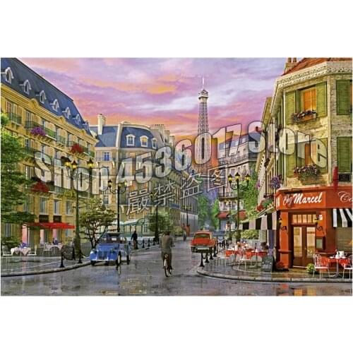 Rue Paris City Tower scenery Needlework Embroidery DIY Full Diamond Painting Cross Stitch Square Rhinestone Handmade Room Crafts