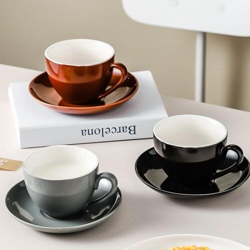 High-Grade Ceramic Coffee Cup And Saucer Set European Style Milk Mug Cappuccino Latte Cups Colorful Drinkware Sets