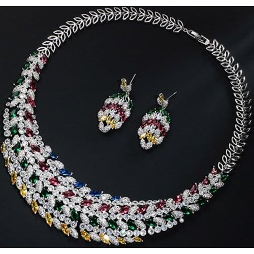 Zlxgirl jewelry Perfect Brand horse cubic zirconia copper wedding necklace pendant earring jewelry sets fashion womens gifts