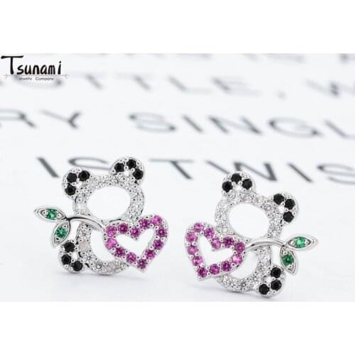 Fashion Jewelry Cute Bear Fashion Bling Micro-inlaid Zircon Crystal Earrings For Women Temperament Christmas Gifts For Dropship