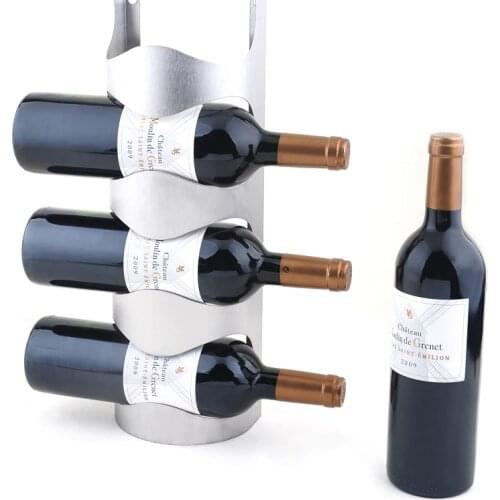1PC 3 or 4 Hole Stainless Steel Wall Mounted Wine Holder Rack Household Wine Bottle Holder For Homeuse With Screws KJ 3002