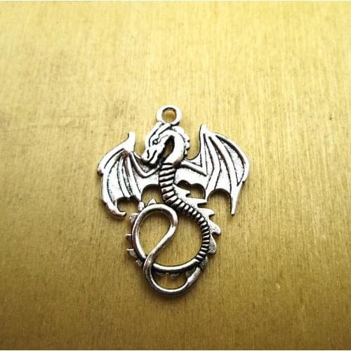 10pcs 27x35mm Lovely Flying Dragon Charms Pendant DIY necklace/ bracelets charms antique silver tone