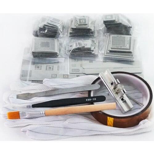 810pcs BGA Stencils Universal Direct Heated Stencil Kit With Reballing Fixture Jig For SMT SMD Chip Rpair Tools + ESD tweezers