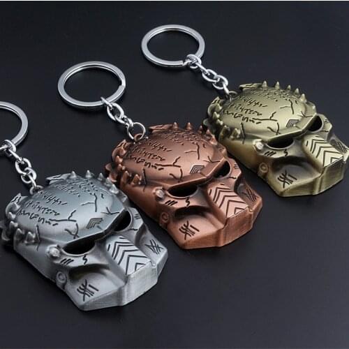 Keychain Accessories Classic Sci-Fi Movie Aliens v Predator AVP The Predator Mask Alloy Key Chains Keyring Keyfob Key Chain