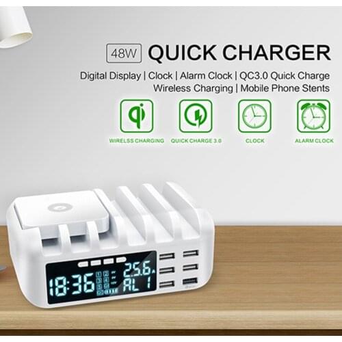 QI Wireless Charger Fast 6 USB C Charger Quick Charge 3.0 Wireless Charging for iphone xiaomi Huawei